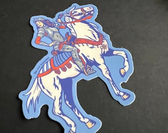 Retro Lady Knight Vinyl Sticker