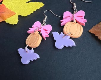 Pink Halloween Dangle Earrings