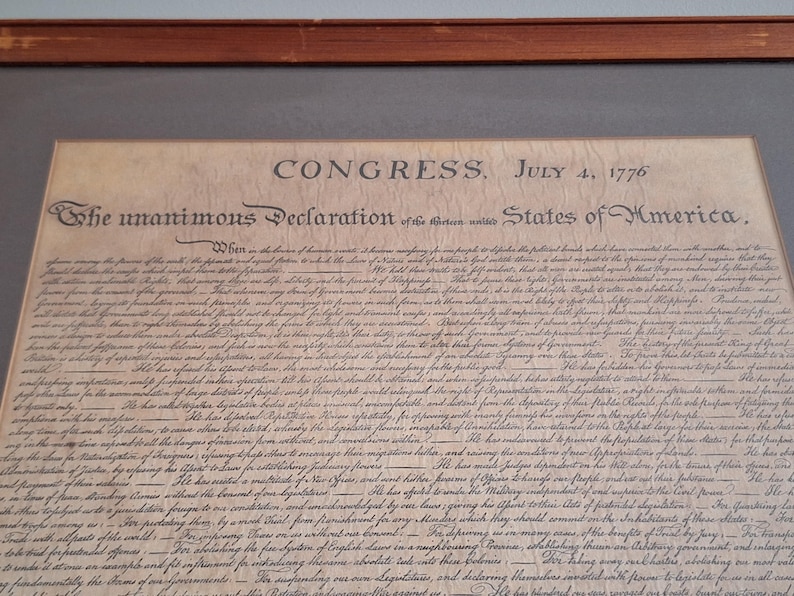 Vintage Framed Declaration of Independence: Americana Decor - Etsy