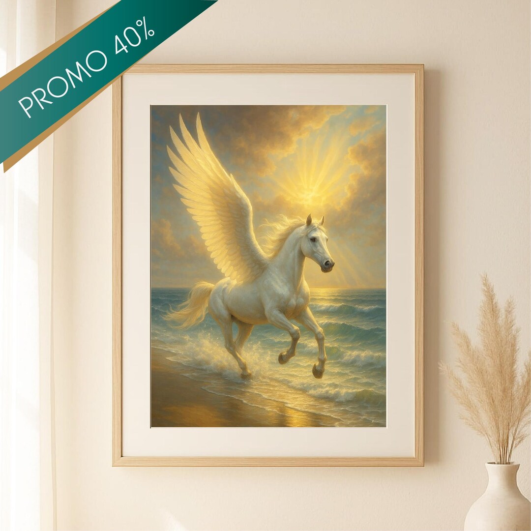 White Pegasus Wall Art - Printable Digital Download | Winged Horse ...