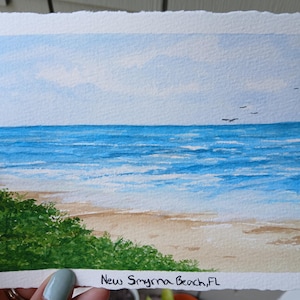 Custom Original Painterly Watercolor Beach Scene Painting, Wall art, Beach House art, Coastal art, gift