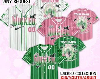 Maglia da baseball personalizzata di Wicked, maglietta da baseball di Elphaba e Glinda, maglia del film musicale, regalo per i fan di Wicked, regalo di compleanno