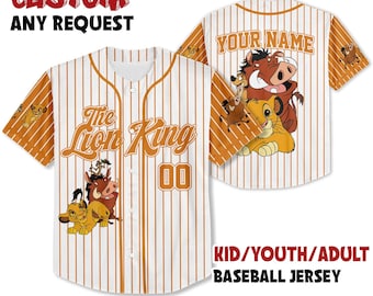 Personalisierte Disney Der König der Löwen Hakuna Matata Benutzerdefinierte Kinder, Jugend, Erwachsene Disney Baseball Jersey Sport Outfits Nette Geschenke für Fans Disney