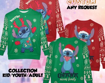 Felpa natalizia Stitch, maglietta natalizia Lilo e Stitch, Natale Stitch, maglietta natalizia Disney, regalo di Natale