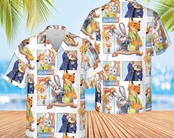 Disney Zootopia Hawaiian Shirt, Judy And Nick Shirt for Men Women, Disney Animal Characters Shirt, Zootopia Gift For Fans