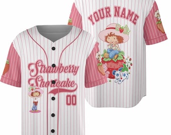 Kundenspezifisches Strawberry Shortcake Baseball Jersey, personalisiertes Geschenk