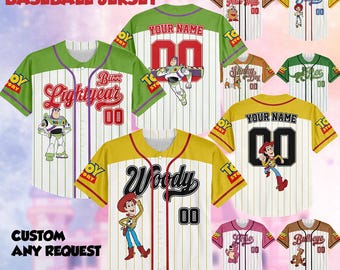 Camiseta de béisbol personalizada de Disney Toy Story, Woody, Buzz Lightyear, equipo, colección personalizada, regalo para niños
