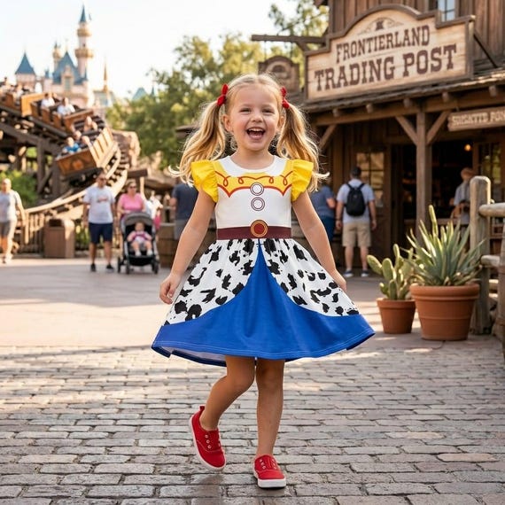 toy story birthday dress Jessie Costume Ruffle Dress, Cowgirl for Girls, Pixar Outfit, Toddler Ruffle Sleeve Party Dress playground (and with our instock How to Use Boob Size:7/3XL  - 38G 38H 40DDD 40G