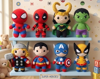Marvel Avenger Virkad Docka, Superhjältefilm Amigurumi Figurer, Disney Marvel Karaktär Plyschdjur, Amigurumi Konstdocka, Handgjord Fiberkonst