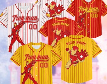 Camiseta de béisbol Ironman personalizada, camiseta de superhéroe para niños