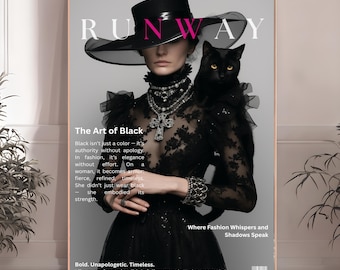 Vogue Fashion Print: vintage tijdschriftomslagkunst, Paris Fashion muurposter, digitale download