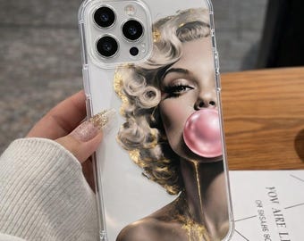 Marilyn Monroe Phone Case – Pink Phone Case Cover, Pink Pop Art Vintage Clear iPhone Case for iPhone 17 16 15 14 13 12 Pro Max