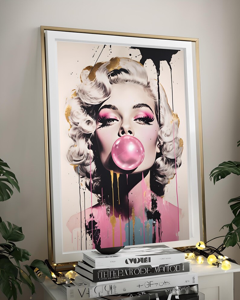 Marilyn Monroe Wall Art Printable | Hollywood Glam Poster | Pink Retro ...