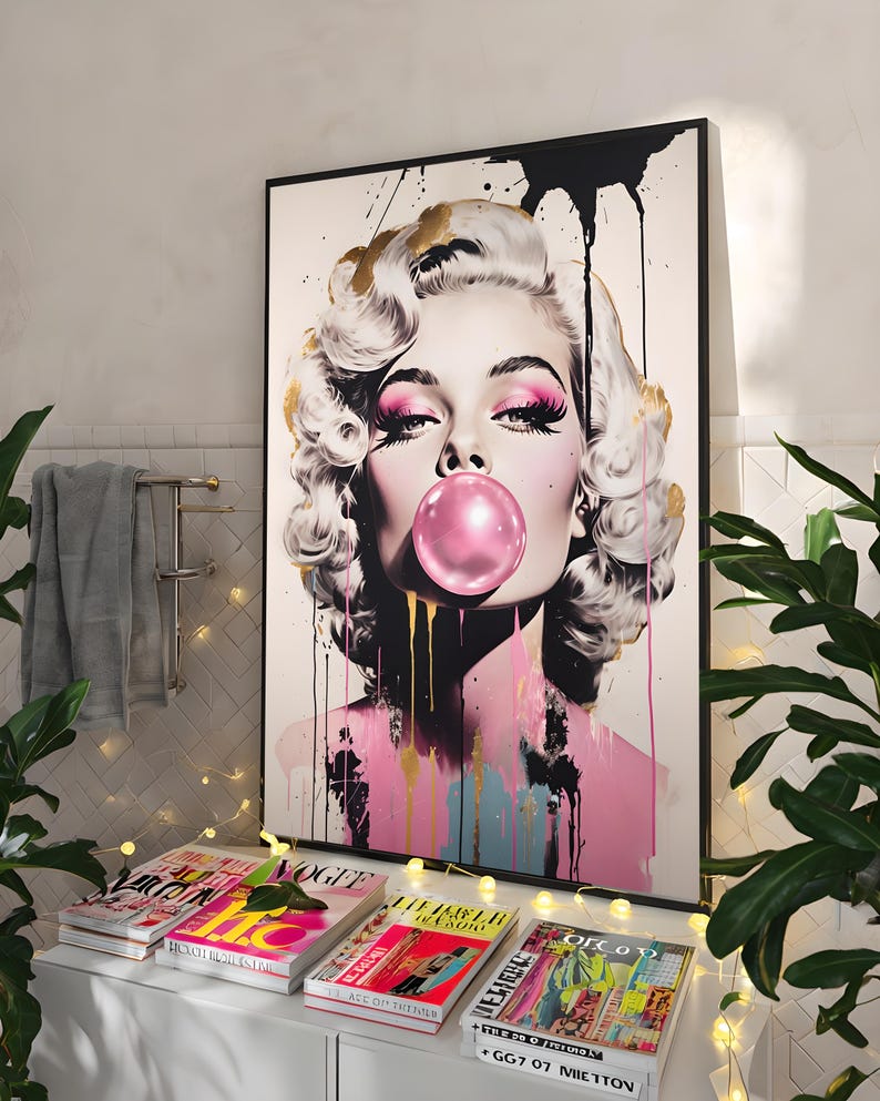 Marilyn Monroe Wall Art Printable | Hollywood Glam Poster | Pink Retro ...