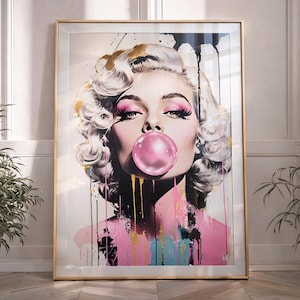 Marilyn Monroe Pink Pop Art Print: Retro Hollywood Glam Wall Art Decor (Digital Download)