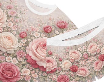 Vintage Pink Roses Floral Pattern Women's Short Pajama Set | Floral Sleepwear