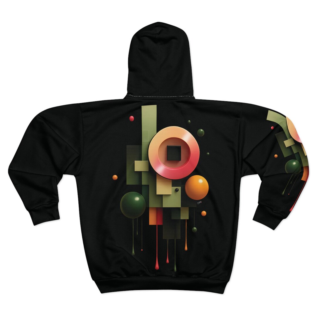 Geometric Abstract Art Hoodie | Colorful Zip-up Sweatshirt - Etsy