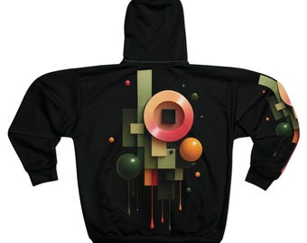 Geometric Abstract Art Hoodie | Colorful Zip-Up Sweatshirt
