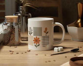 Retro Floral Pattern Mug | 20oz Jumbo Ceramic Mug | XUXULUV
