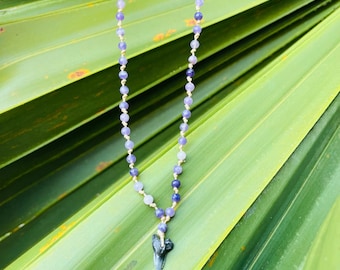 Raw Shark Tooth Necklace with Amethyst Beads | Dark Coastal Ocean Jewelry