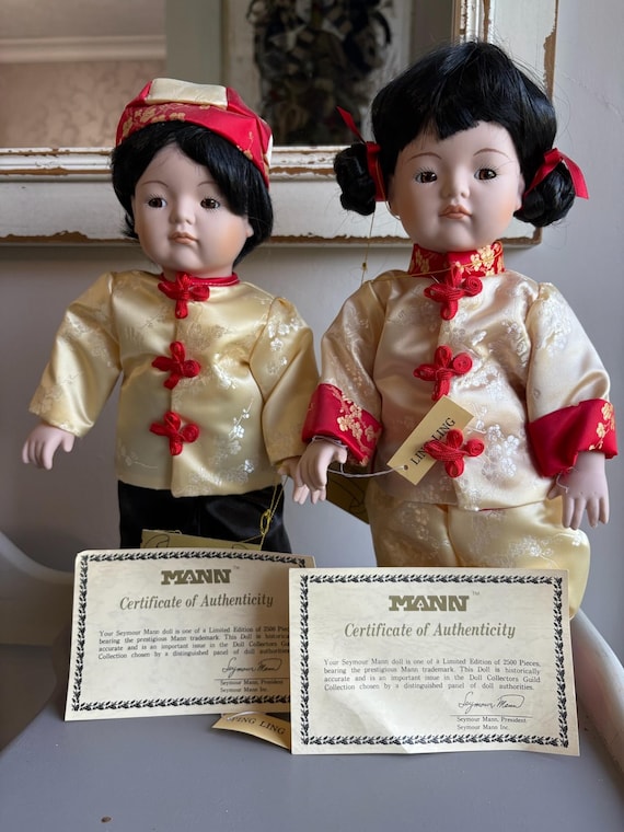 1990 Seymour Mann Porcelain Dolls, Ping and Ling Ling - Etsy