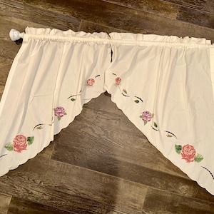 Scalloped Rose Curtains Pair