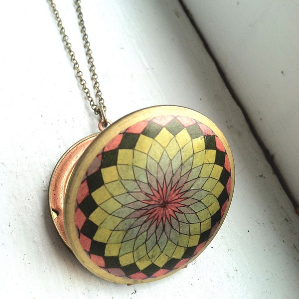 Geometry locket, long chain locket necklace