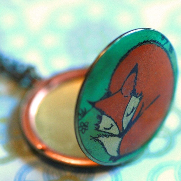 Fox Locket necklace, Lillebelle the Sleeping Fox