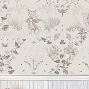 Woodland Wallpaper Panels for Wainscoting | Storybook Nursery Pattern