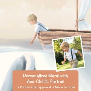 Personalized Kids Wallpaper from Photo, Underwater Nursery Mural, Custom Child Portrait Wall Mural, Whimsical Storybook, Peel & Stick