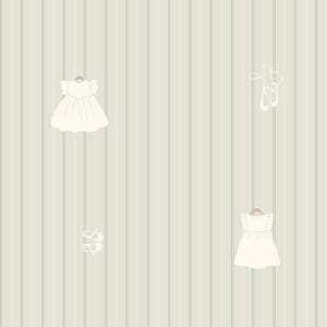 Girls Room Wallpaper – Vintage Wall Mural for Baby Girl Nursery or Toddler Room with  Bows – Soft Green Striped Removable Wallpaper