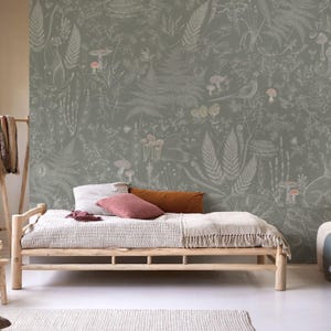 Woodland Dreams – Botanical Forest Wallpaper for Kids | Fox, Rabbit & Ferns Mural | Sage Green Nursery Wallpaper, 6-117R color 2 image 2