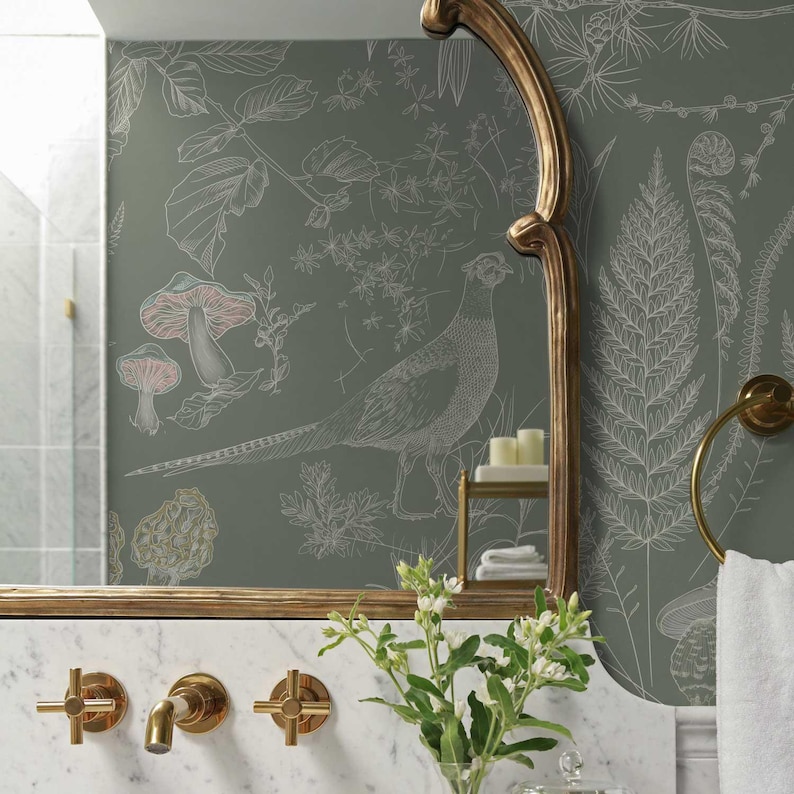 Woodland Dreams – Botanical Forest Wallpaper for Kids | Fox, Rabbit & Ferns Mural | Sage Green Nursery Wallpaper, 6-117R color 2 image 10