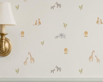 Safari Wallpaper for Baby Boy Nursery, Neutral Animal Wall Panels for Kids Room