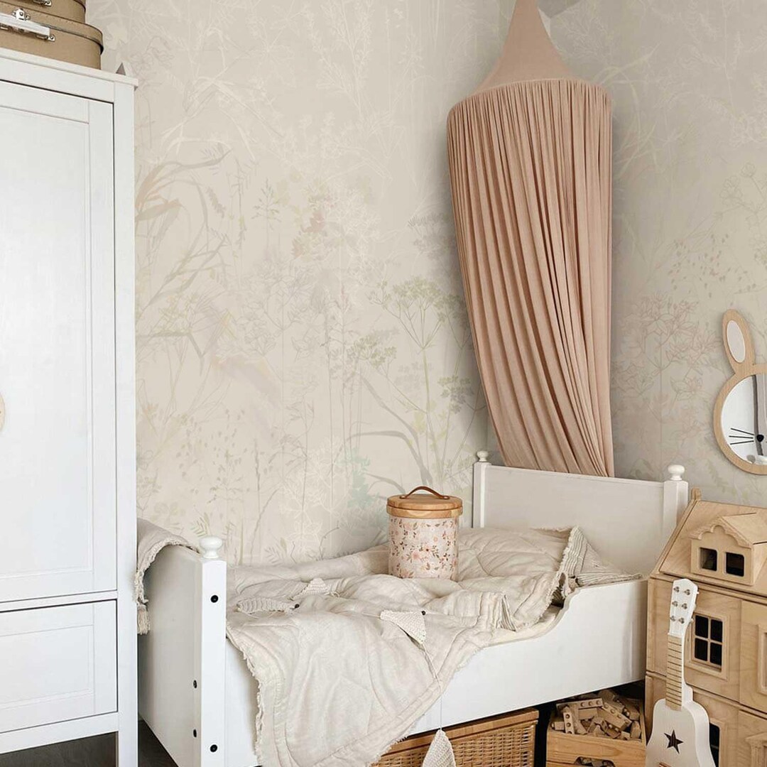 Vintage Wildflower Wallpaper, Nursery Decor, Removable or Traditional ...