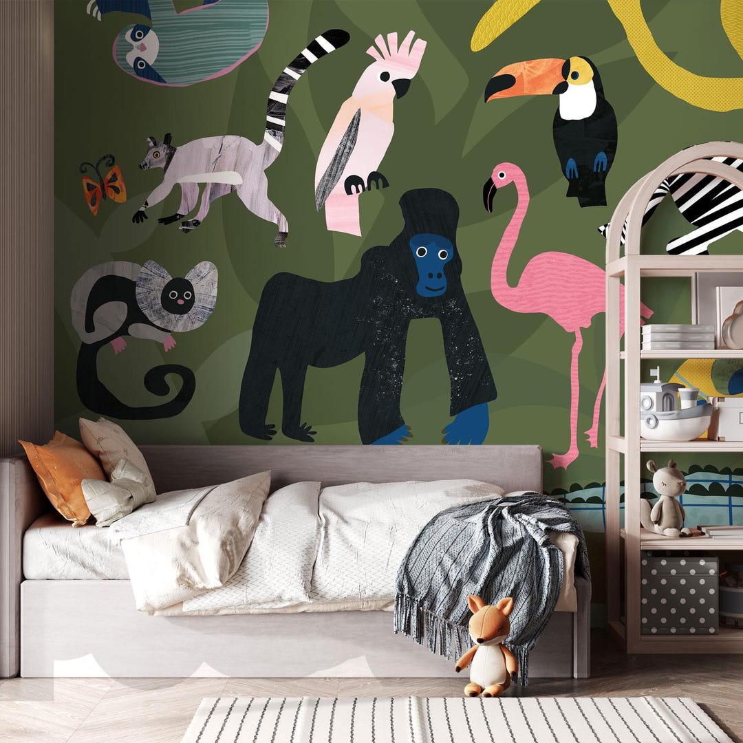Jungle Safari Wallpaper for Kids | Peel and Stick Animal Nursery ...