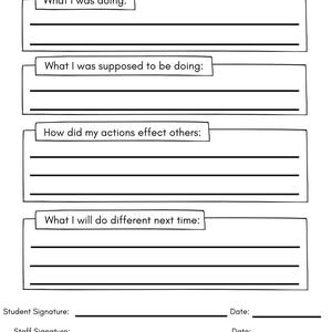 Behavior Relfection Sheet