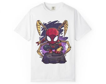 Camiseta gráfica de Spider-Man de Comfort Colors, unisex, estilo cómic lavado