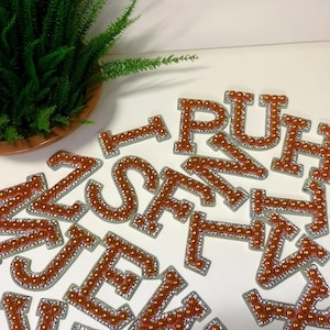 Parches de letras para planchar, calcomanías de letras para ropa, parches con iniciales de perla, parche personalizado con letra de perla para estampación en caliente, parche de letras para coser