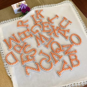 Parches de letras para planchar, calcomanías de letras para ropa, parches con iniciales de perla, parche personalizado con letra de perla para estampación en caliente, parche de letras para coser