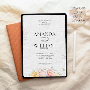 Wildflower Wedding Invitation Suite, Summer Wildflower Wedding Card Set, Whimsical Floral wedding details Template, Bundle AT13