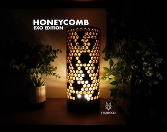 3D-geprinte honingraat-ledlamp: modern zeshoekig omgevingslicht