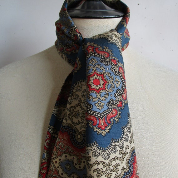 Silk Pierre Cardin Mens Scarf 1980s Paisley Opera
