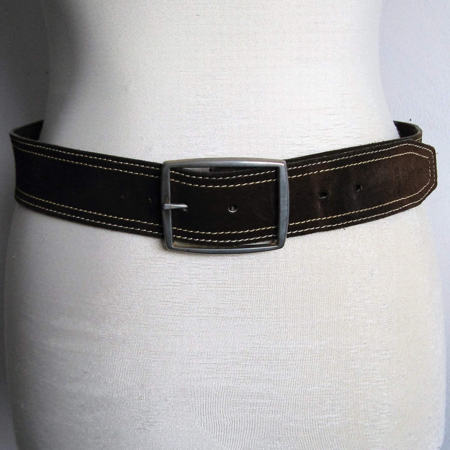 Vintage 1980s Leather Belt 80s Dark Brown Rustic Suede Belt Etsy
