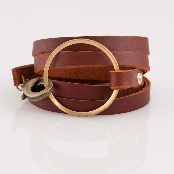 gold and honey leather wrap CUFF