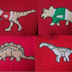 Holiday Dinosaur Embroidered Hand Towel