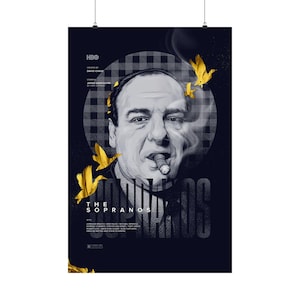 The Sopranos HBO Show Matte Vertical Posters, Tony Soprano Fan Art Poster Print, James Gandolfini Wall Art, Mafia TV Series Decor, Gangster