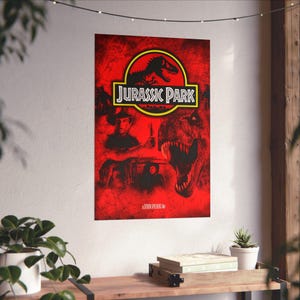 Jurassic Park Movie Poster, Steven Spielberg Film, Dinosaurs Classic Movie, Matte Wall Art, Home Decor Print