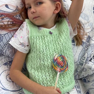 Hand-Knitted Toddler Vest – 100% Wool | Cozy Sweater Vest for Kids (Ages 4–6) | Custom Sizes Available