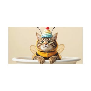 Whimsical Cat Canvas Art, Perfect for Cat Lovers, Wall Decor, Gift for Pet Owners, Funny Animal Art, Home Decoration